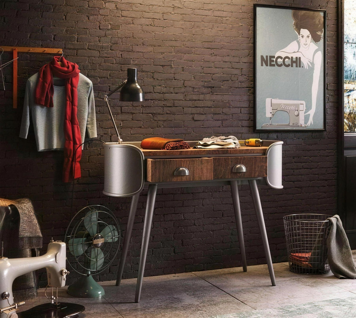Intérieur de style industriel, bois et acier
