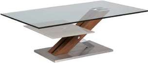 Table basse verre socle bois/métal