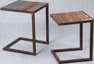 Lot de 2 tables gigognes en bois recyclé