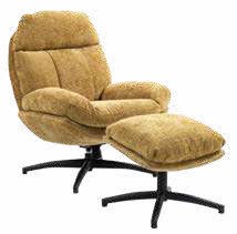 Fauteuil et repose pieds en tissu