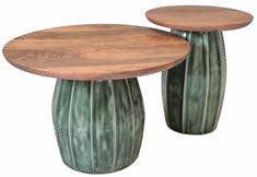 Lot de 2 tables en acacia Ø 60 cm – réf. TB012VE