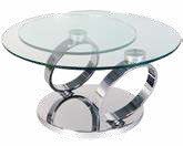 Table basse 2 anneaux en verre, acier chromé