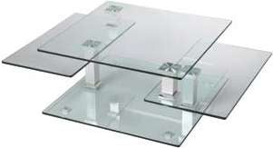 Table basse carrée, verre trempé