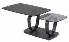 Table basse plateau verre fumé aspect ardoise et verre fumé