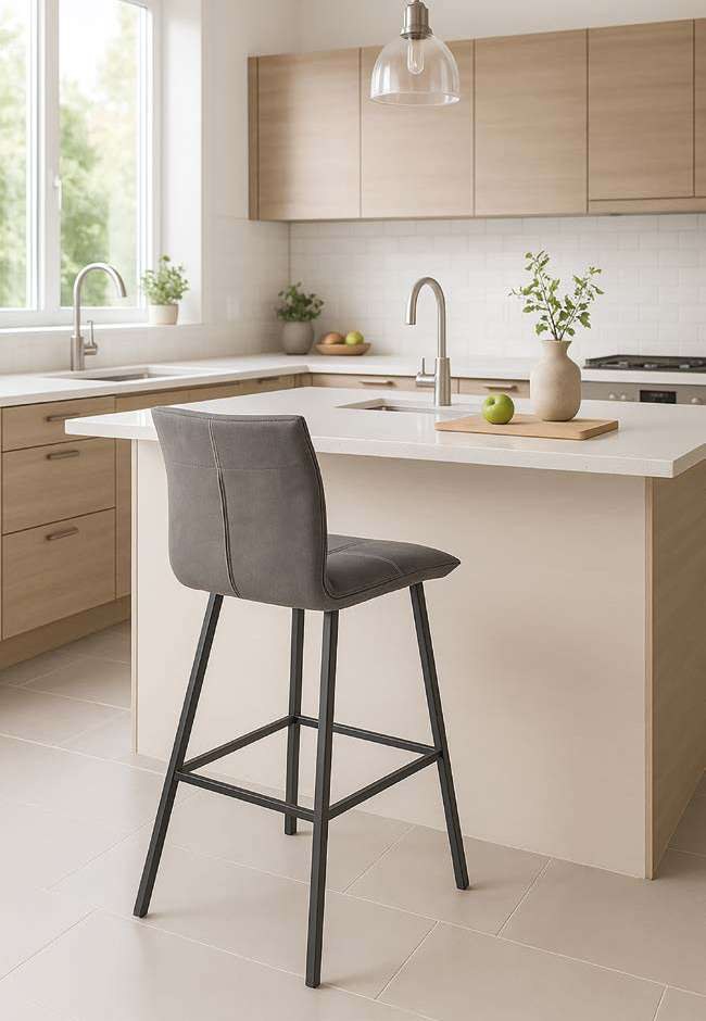 Tabouret de bar anthracite en tissu 43 × 43 cm