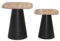 Lot de 2 tables en acacia 48 × 48 cm